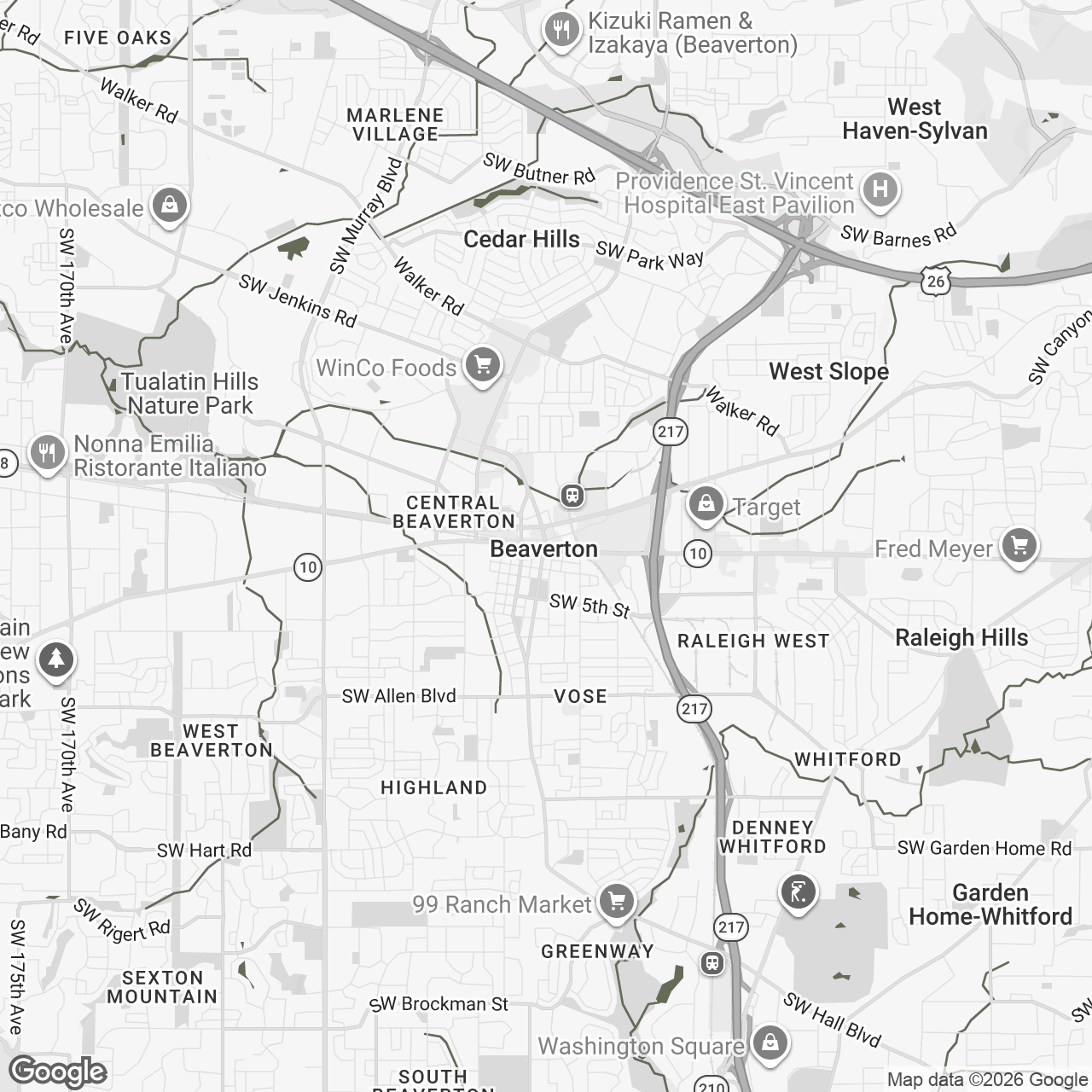 Map of Beaverton, Oregon