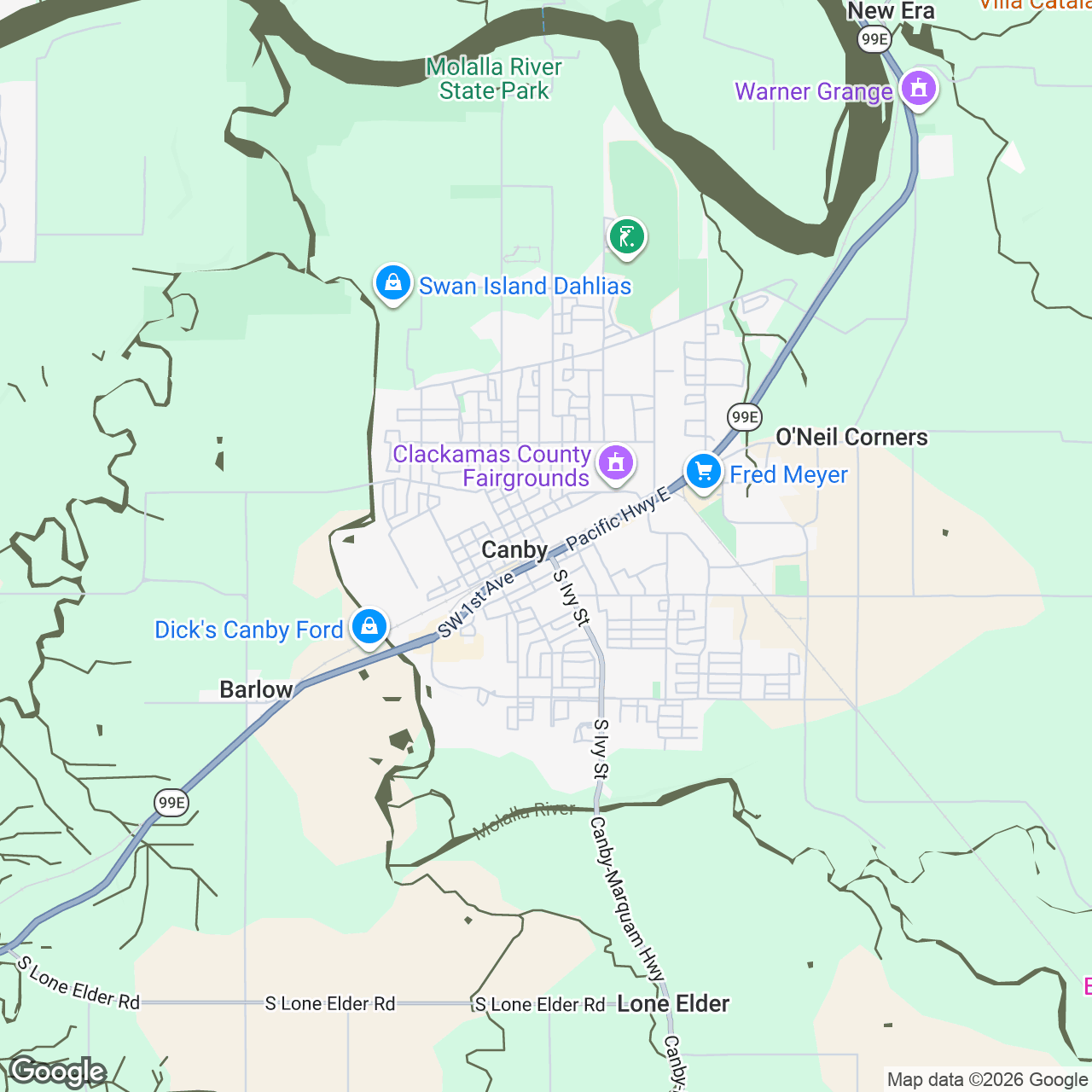 Map of Canby, Oregon