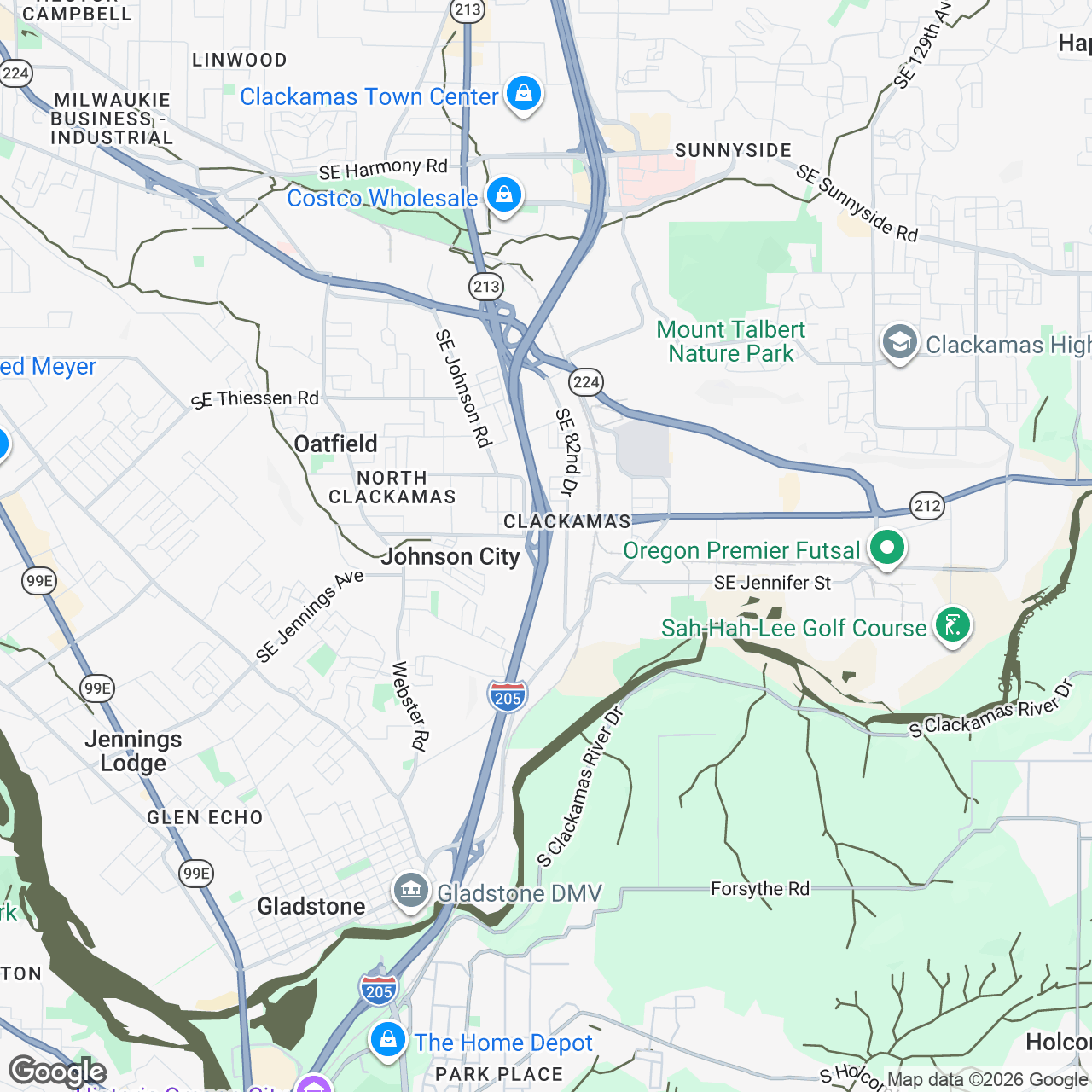 Map of Clackamas, Oregon