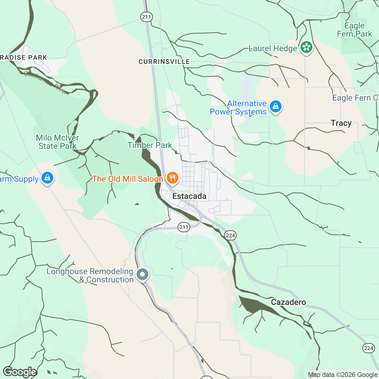 Map of Estacada, Oregon