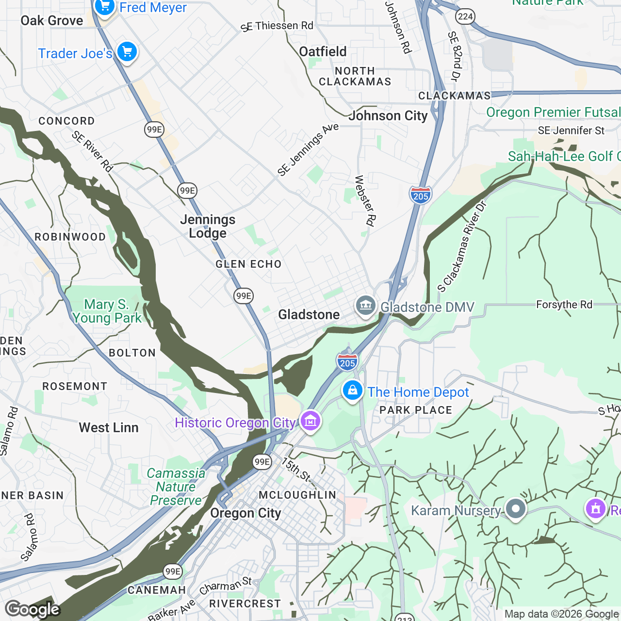 Map of Gladstone, Oregon