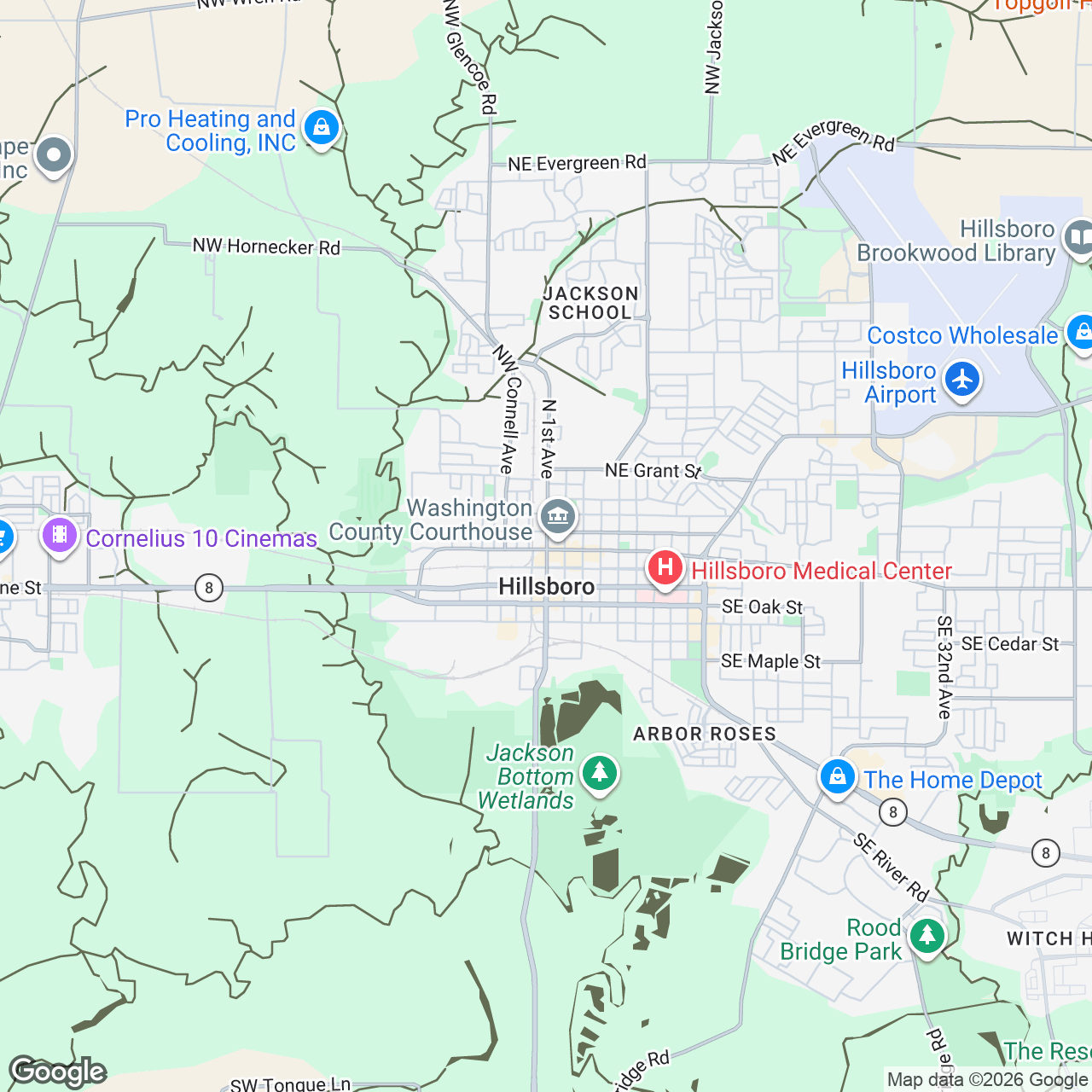 Map of Hillsboro, Oregon
