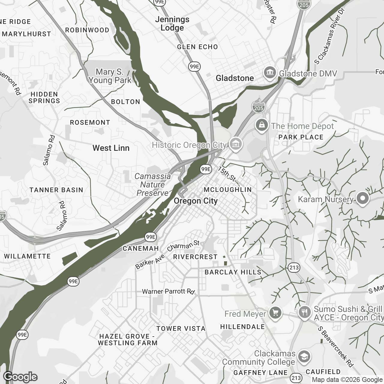 Map of Oregon City, Oregon