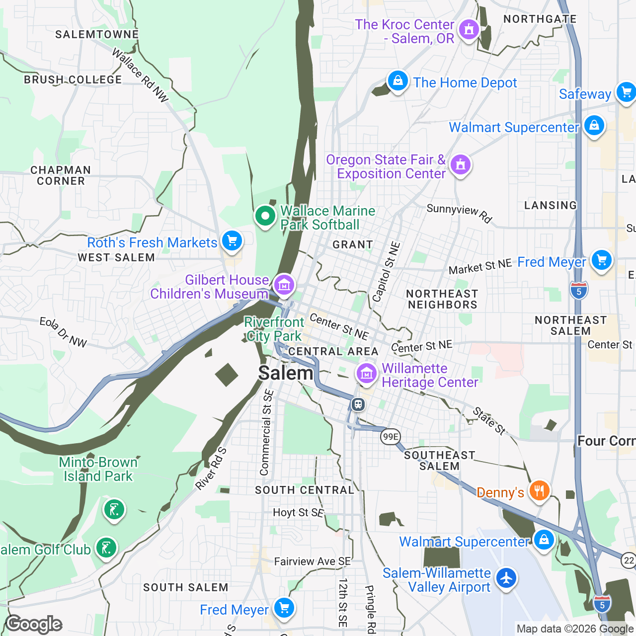 Map of Salem, Oregon