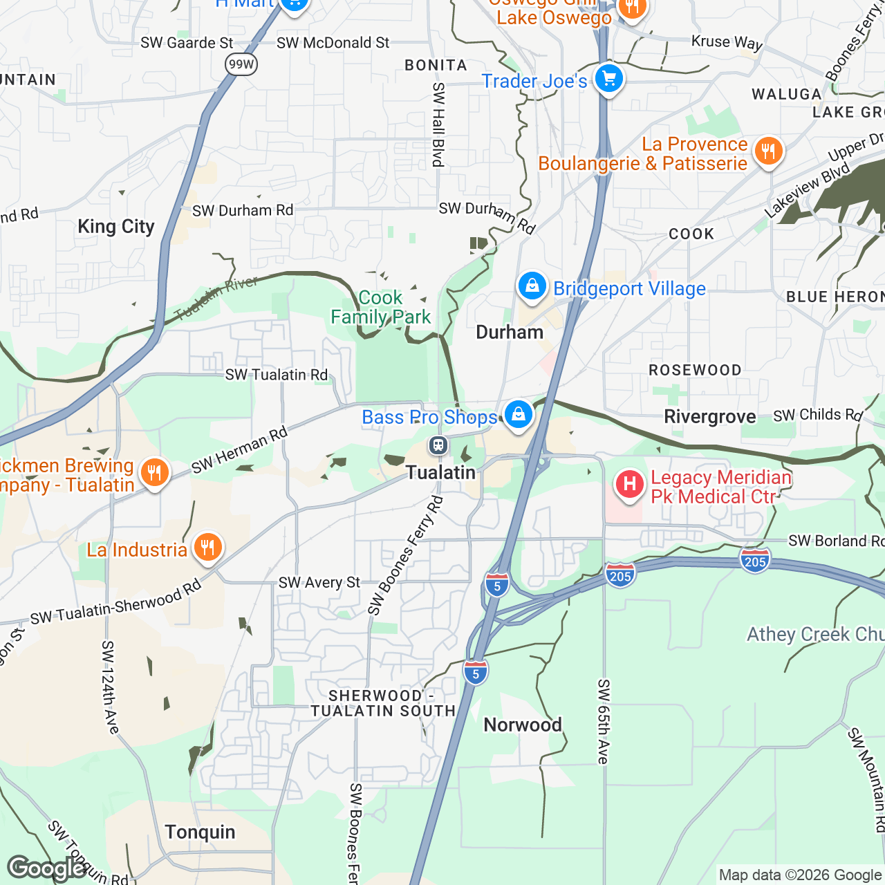 Map of Tualatin, Oregon