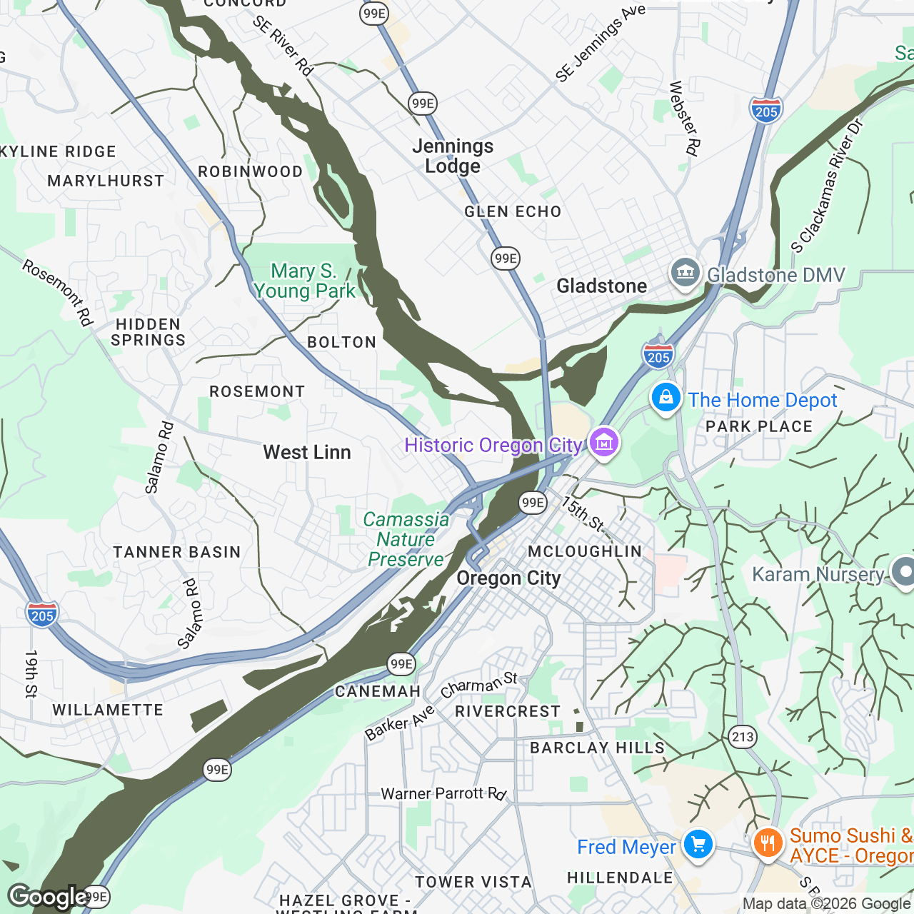 Map of West Linn, Oregon