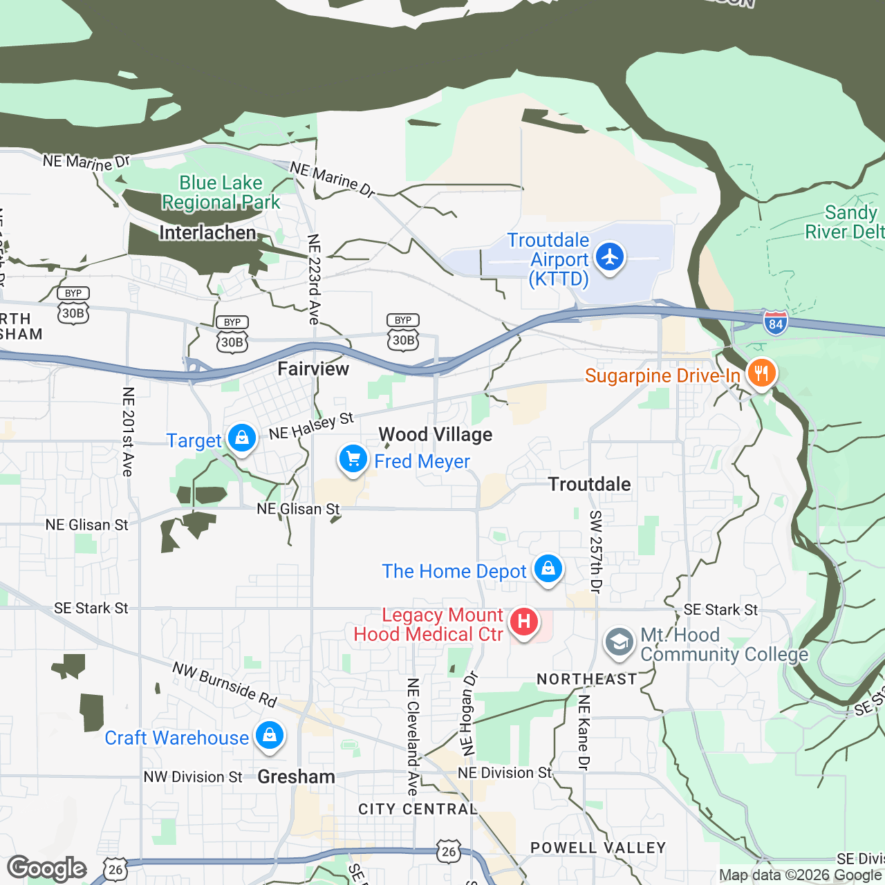 Map of Wood Village, Oregon